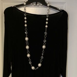 Long large pearl necklace